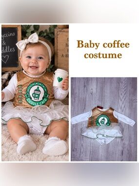 In character baby coffee cup costume cuddle cafe dress up Halloween 0-6m